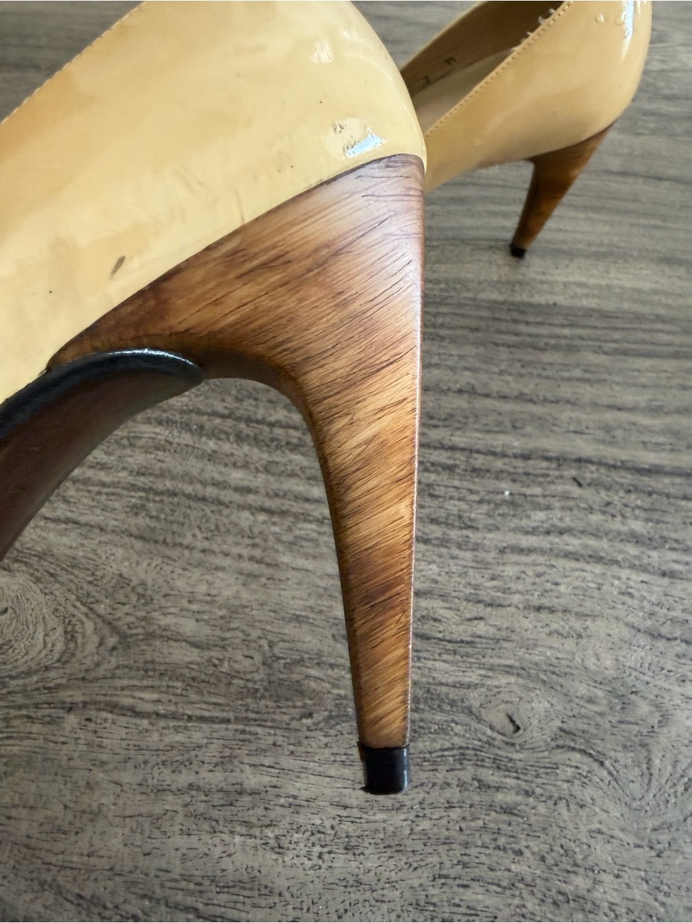 Stuart Weitzman Patent Peep-Toe Heels in Butter Yellow - Picture 3 of 12